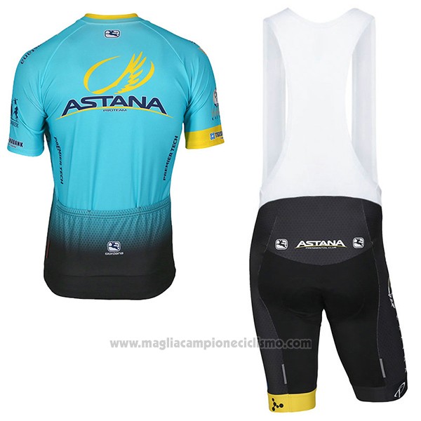 2017 Abbigliamento Ciclismo Astana Azzurro Manica Corta e Salopette